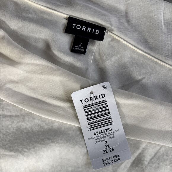 NWT Torrid One Shoulder Chiffon Asymmetrical Blouse Whisper White Size 3 - Picture 5 of 9